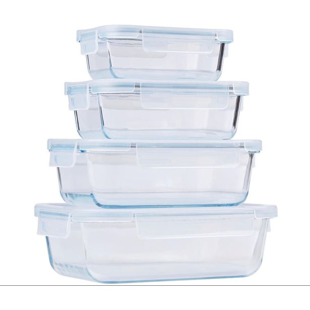 POSODA ZA SHRANJEVANJE ALPINA SET POSOD 4-DELNI STEKLO 1520/1050/640/370 ML