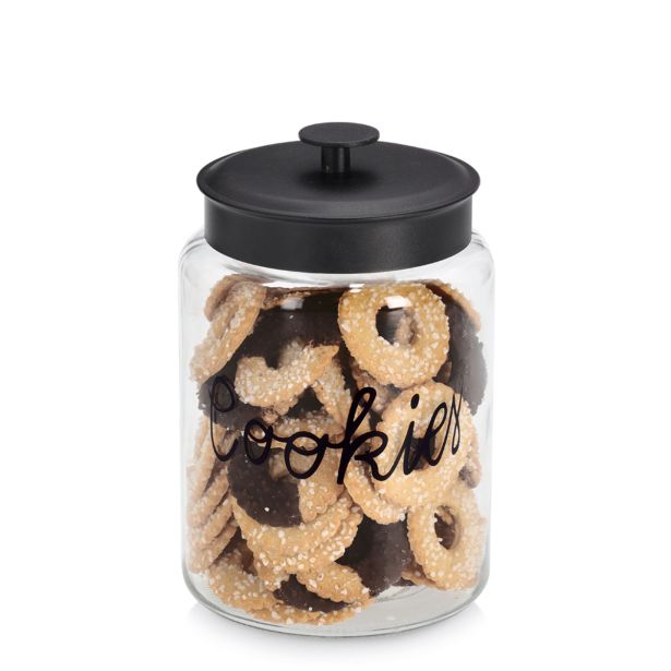 POSODA ZA SHRANJEVANJE, STEKLENA S KOVINSKIM POKROVOM "PIŠKOTI" 4200 ML     '17,3X26,4 CM