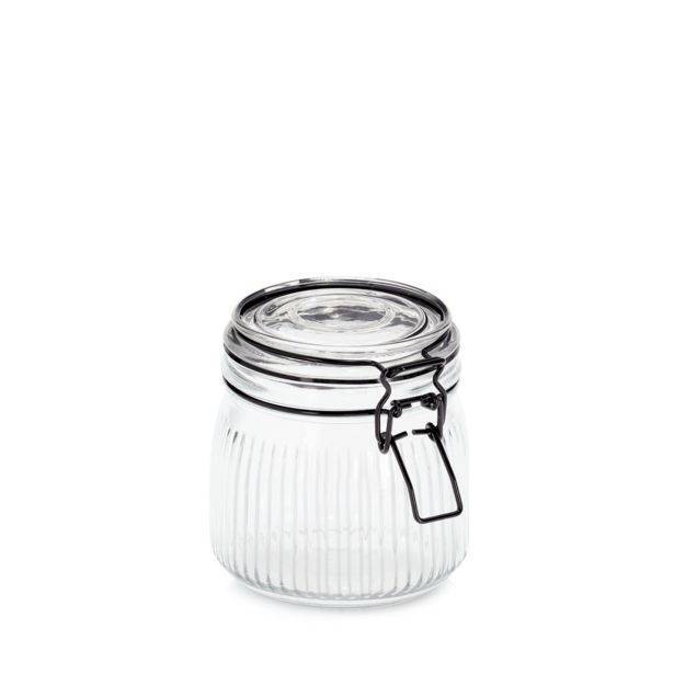 POSODA ZA SHRANJEVANJE, STEKLENA S SPONKO ZA ZAPIRANJE 550 ML    '10,7X11 CM