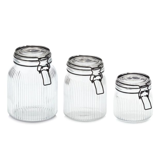 POSODA ZA SHRANJEVANJE, STEKLENA S SPONKO ZA ZAPIRANJE 550 ML    '10,7X11 CM