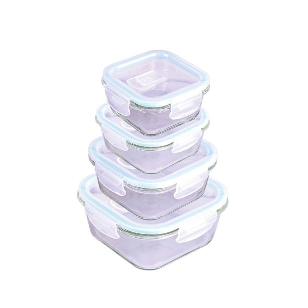 POSODA ZA SHRANJEVANJE STEUBER 370 ML STEKLENA KVADRATNA, PVC POKROV