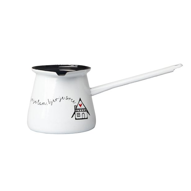 POSODA ZA TOPLE NAPITKE CUCKOO CUPS EMAJLIRANA DŽEZVA 11 CM, 0.70 L SRČEN DOM