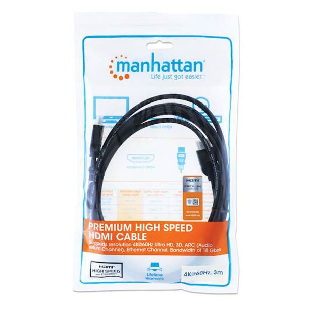 POVEZOVALNI KABEL MANHATTAN 4K@60HZ HDMI ETH 3M