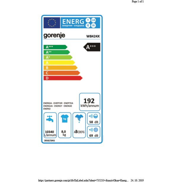 PRALNI STROJ GORENJE W 8424 X