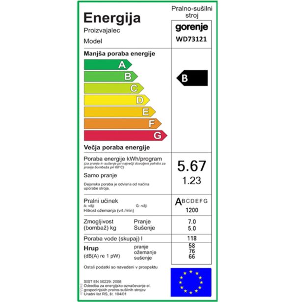 PRALNO-SUŠILNI STROJ GORENJE WD 73121