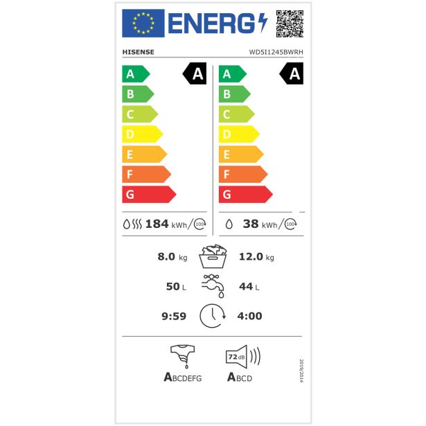PRALNO-SUŠILNI STROJ HISENSE WD5I1245BWRH