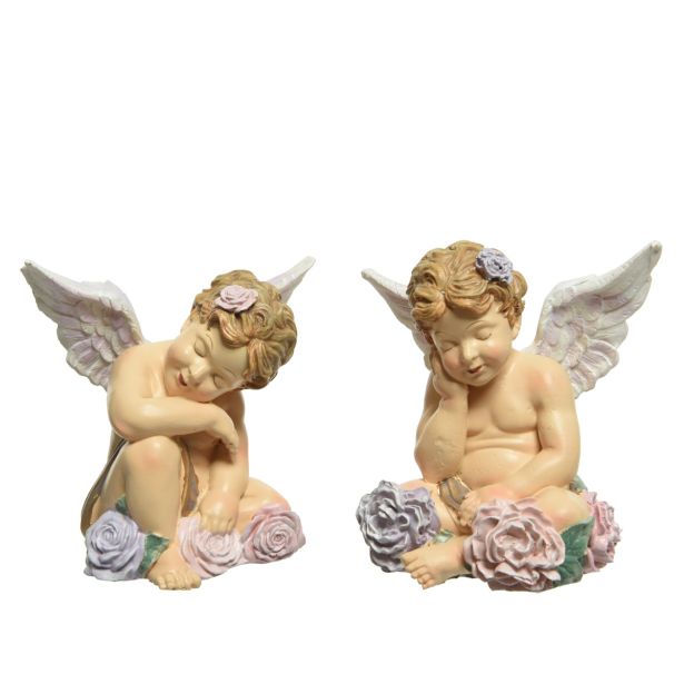 PRAZNIČNA FIGURA DECORIS ANGEL Z ROŽAMI SORT