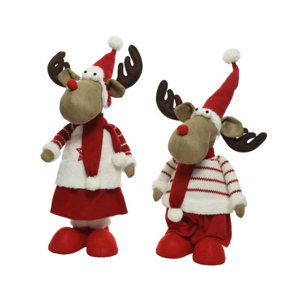 PRAZNIČNA FIGURA DECORIS JELENČEK 90 CM RDEČ/BEL SORTIRANO