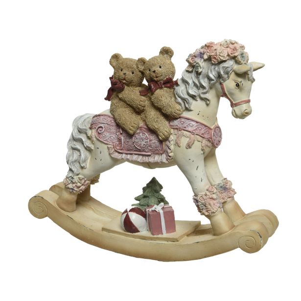 PRAZNIČNA FIGURA DECORIS KONJIČEK Z MEDVEDKI 22 CM