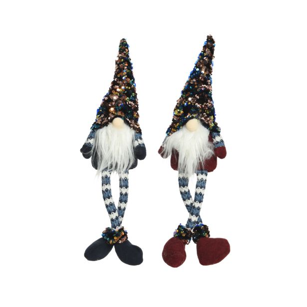 PRAZNIČNA FIGURA DECORIS SEDEČI PALČEK RDEČ/MODER VIŠINA 44 CM SORT