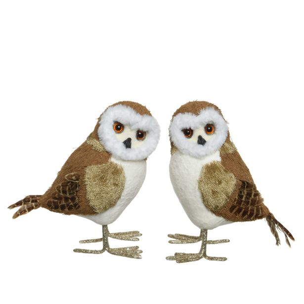 PRAZNIČNA FIGURA DECORIS SOVA RJAVE BARVE 24 CM SORT