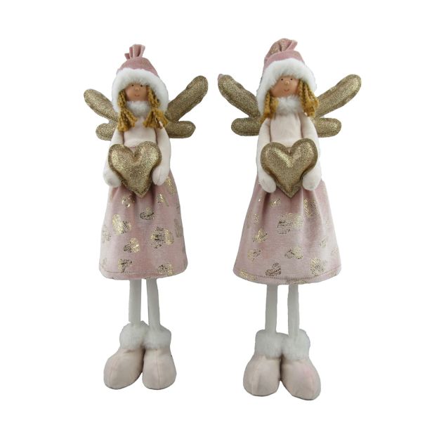 PRAZNIČNA FIGURA GLOSSTYLE ANGEL ROZA 20X11X48CM