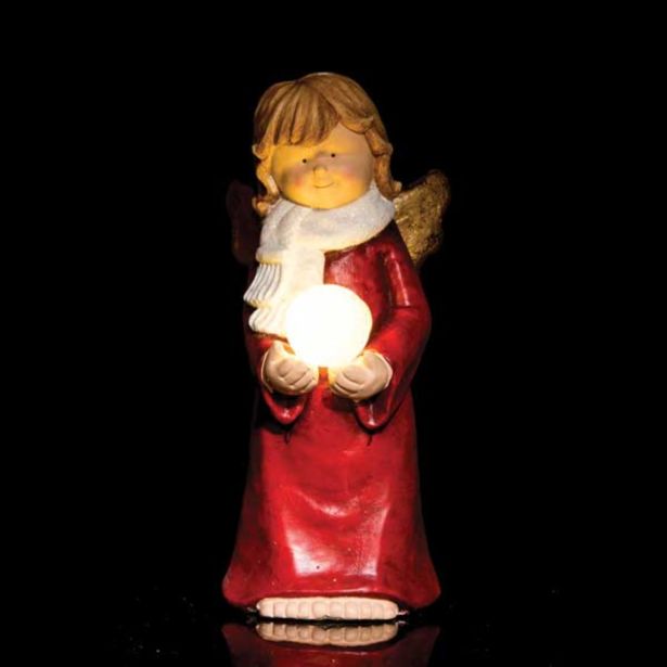 PRAZNIČNA FIGURA GLOSSTYLE ANGEL Z EVE LUČKO 44 CM RDEČE BARVE