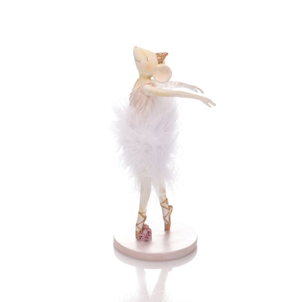 PRAZNIČNA FIGURA GLOSSTYLE BALERINA MIŠ 18 CM BELA