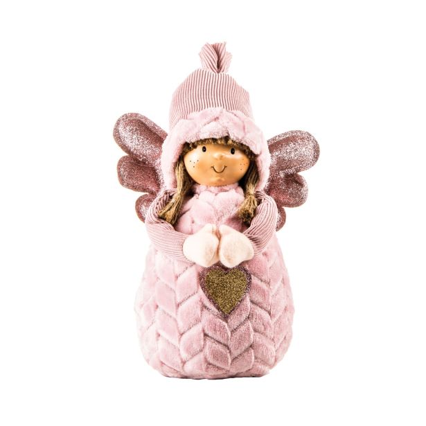 PRAZNIČNA FIGURA GLOSSTYLE DEKLICA 30 CM ROZA TEKSTILNA