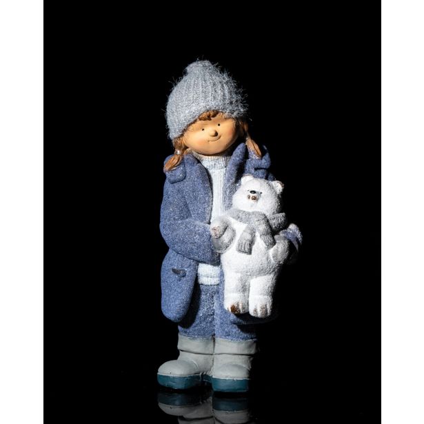 PRAZNIČNA FIGURA GLOSSTYLE DEKLICA MGO KREMIČNA 50 CM