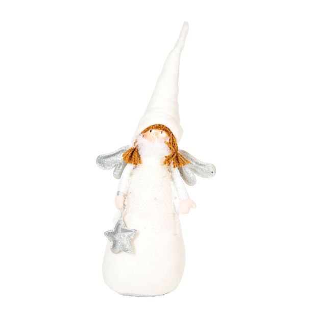 PRAZNIČNA FIGURA GLOSSTYLE STOJEČI ANGEL 37 BELE BARVE TEKSTILNI