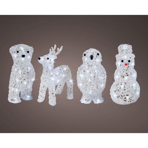 PRAZNIČNA FIGURA JELEN/MEDO/PINGVIN/SNEŽAK 20 LED LUČI, IP-44