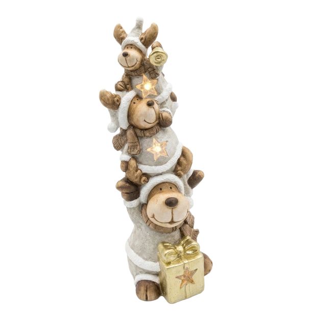 PRAZNIČNA FIGURA JELENI Z LED LUČKO, BELI 22.5X21.5X58 CM