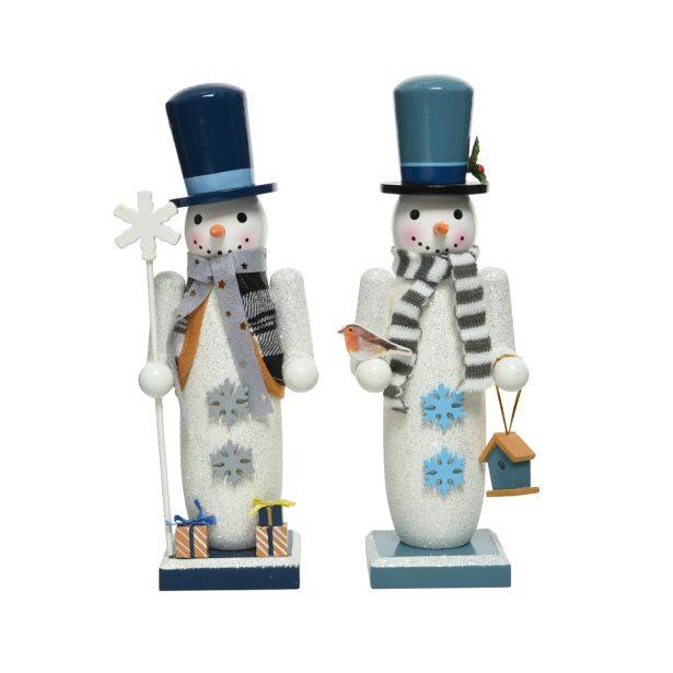 PRAZNIČNA FIGURA SNEŽAK, BELE/MODRE BARVE 25 CM, SORT