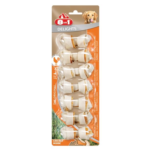 PRIBOLJŠEK ZA PSA 8 IN 1 KOSTI ZA ŽVEČENJE XS PIŠČANEC, 7 KOS