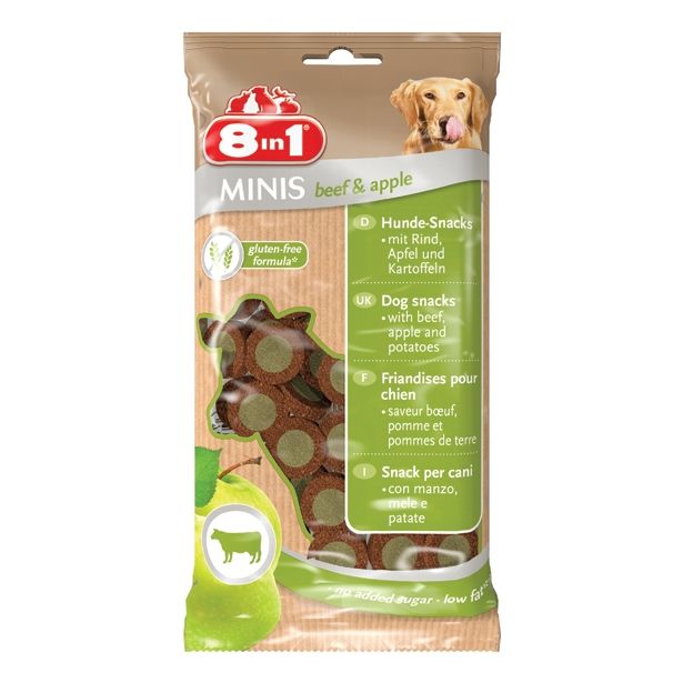 PRIBOLJŠEK ZA PSA 8 IN 1 MINIS ZA PSA GOVEDINA IN JABOLKO, 100G