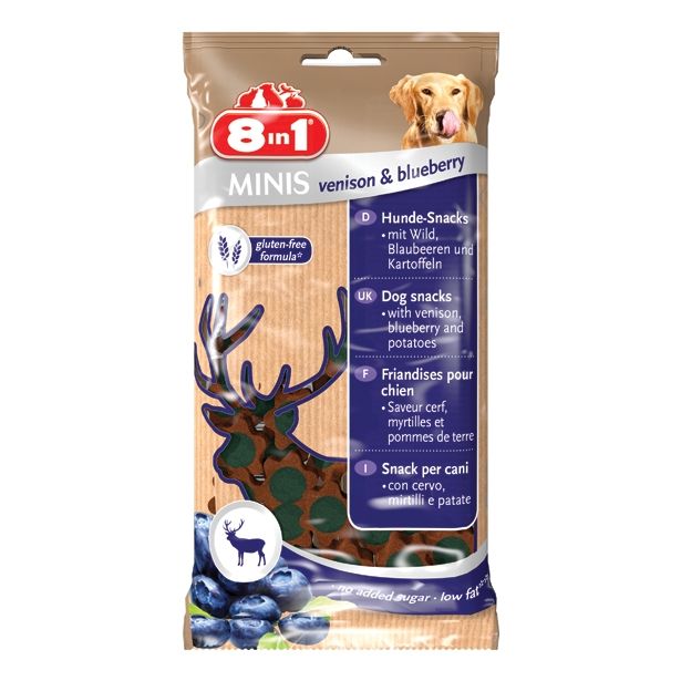 PRIBOLJŠEK ZA PSA 8 IN 1 MINIS ZA PSA, DIVJAČINA IN BOROVNICA, 100G