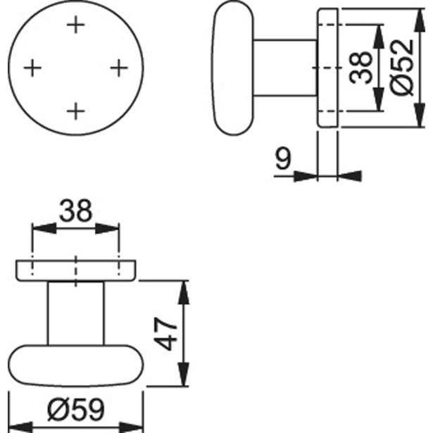 PRIBOR HOPPE GUMB Z ROZETO F-4