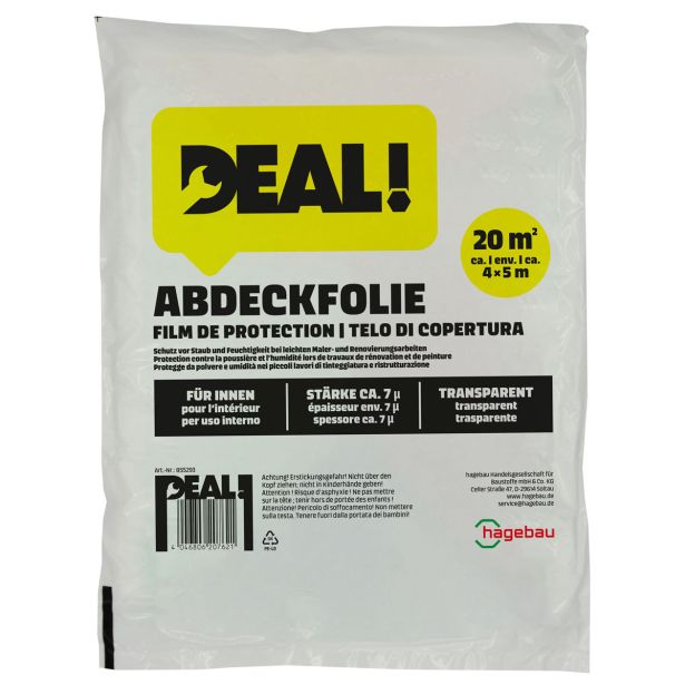 PRIBOR ZA PLESKANJE DEAL FOLIJA ZAŠČITNA 20 M2 ( 4X5 M) TRANSPARENT
