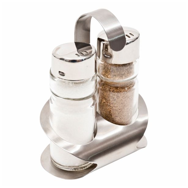 PRIBOR ZA ZAČIMBE 2 DELNI SET; SOL+POPER V STOJALU