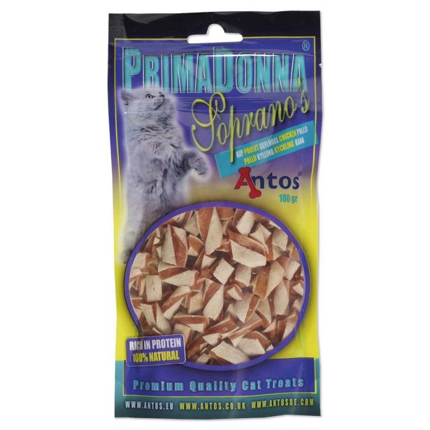 PRIBOLJŠEK ZA MAČKA ANTOS PRIMADONNA PRIBOLJŠKI ZA MAČKE PIŠČANEC 100 G