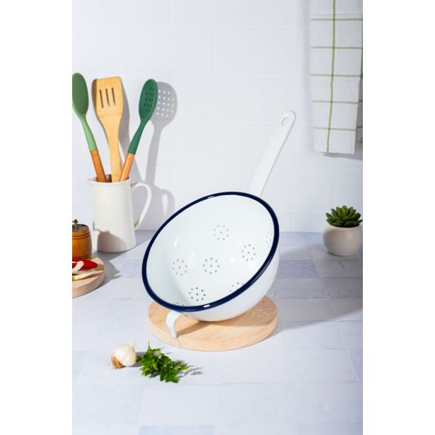 PRIPOMOČEK ZA ODCEJANJE METALAC CEDILO Z ROČAJEM 20 CM 2.5 LIT RETRO