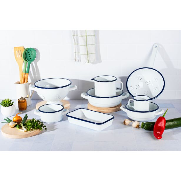 PRIPOMOČEK ZA ODCEJANJE METALAC CEDILO Z ROČAJEM 20 CM 2.5 LIT RETRO