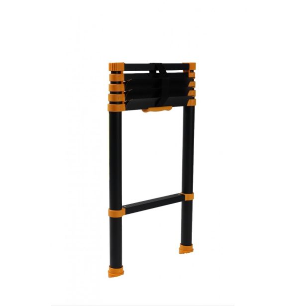 PRISLONILNA LESTEV 5 STOPNIČNA, TELESKOPSKA 2.30 M, ČRNA