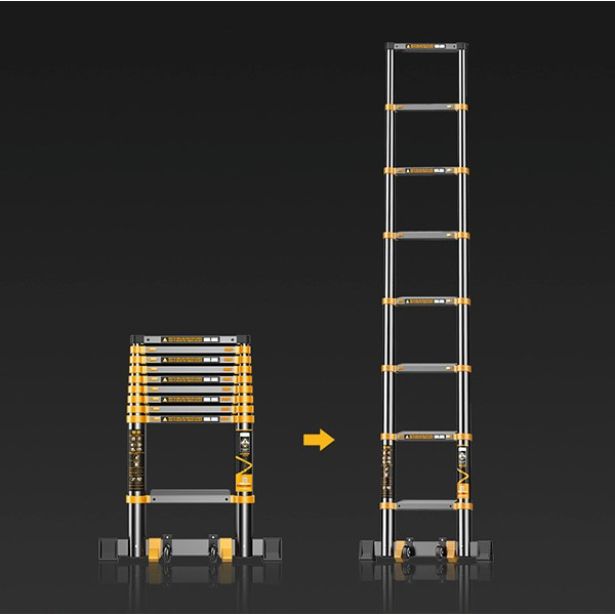 PRISLONILNA LESTEV 5 STOPNIČNA, TELESKOPSKA 2.30 M, ČRNA