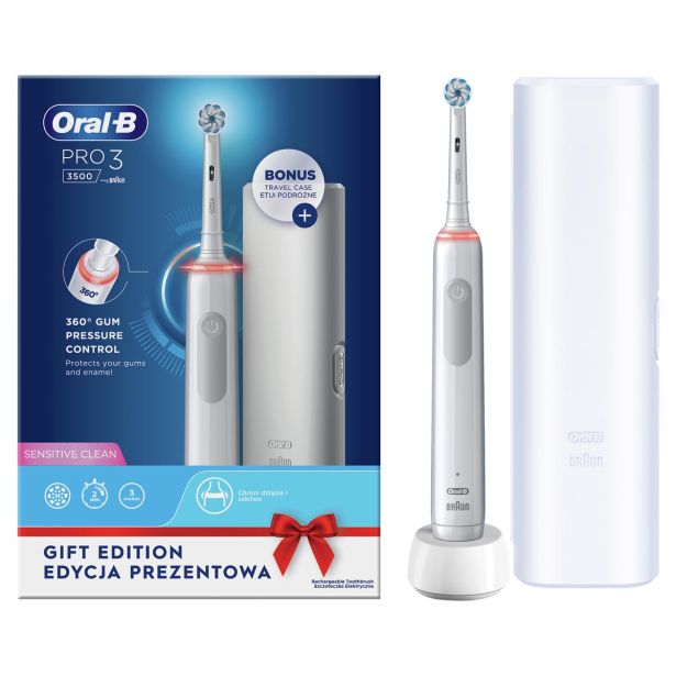 ELEKTRIČNA ZOBNA ŠČETKA ORALB PRO3 3500 SENSITIVE ETUI