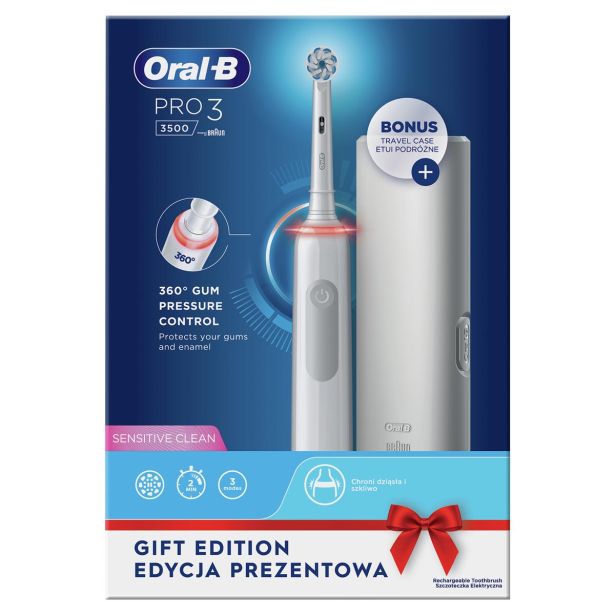 ELEKTRIČNA ZOBNA ŠČETKA ORALB PRO3 3500 SENSITIVE ETUI