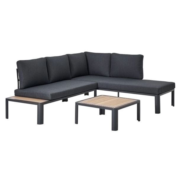 KOVINSKA VRTNA GARNITURA KOTNA OLEA, SIVA ALU / AKACIJA