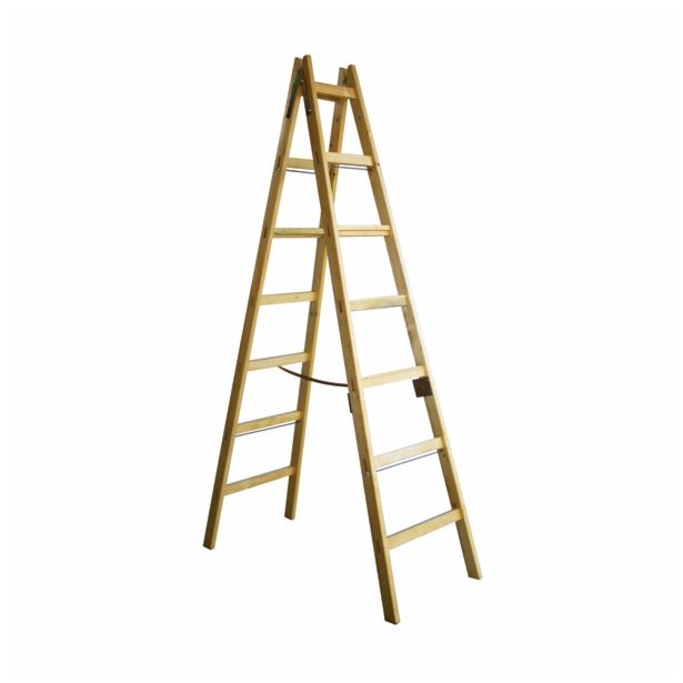 PROSTOSTOJEČA LESTEV PLEVČAK 2X7 STOPNIC LESENA 250 CM