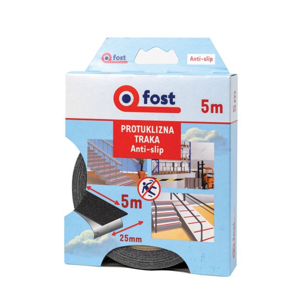 VEČNAMENSKI LEPILNI TRAK FOST PROTIZDRSNI ČRN 5 M X 25 MM