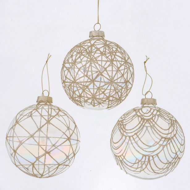 STEKLENA BUNKA, PROZORNA Z ZLATIM DEKORJEM, FI 10 CM, SORT