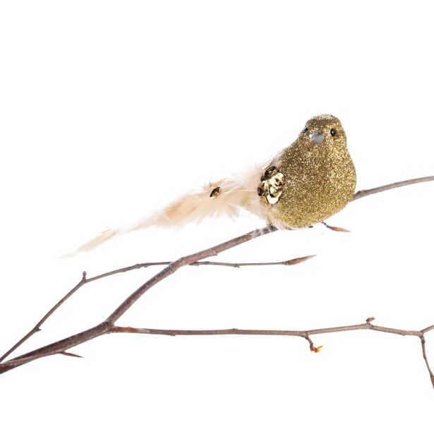 OKRASEK ZA JELKO GLOSSTYLE PTIČ 18 CM BLEŠČEČI ZLAT