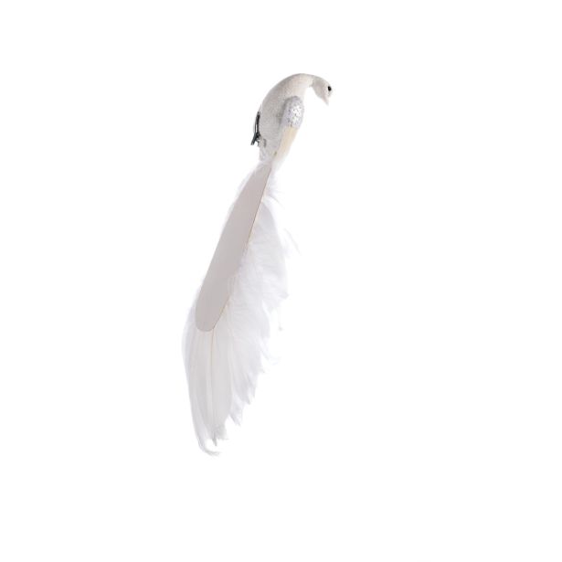 OKRASEK ZA JELKO GLOSSTYLE PTIČ 34 CM BEL