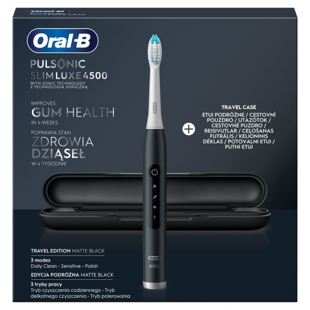 ELEKTRIČNA ZOBNA ŠČETKA ORAL B PULSONIC SLIM LUXE 4500 MATTE BLACK TRAVEL