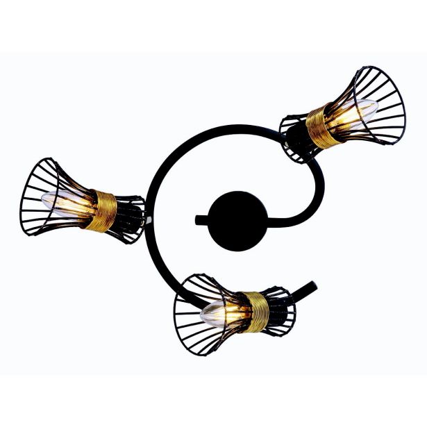 DEKORATIVNI REFLEKTOR PURRA 3XE14 ČRNA / ZLATA