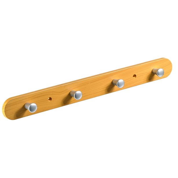 PVC OBEŠALNIK HETTICH DIY ZA NA VRATA, 380X40X30 MM, 4 KLJUKE, IZGLED BUKVE