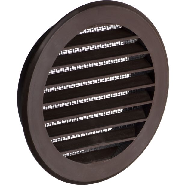 ZRAČNIK BREZ REGULACIJE AIRROXY PVC OKROGLI VGRADNI Z MREŽICO FI 120 RJAVI