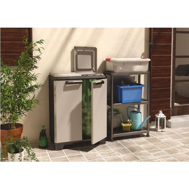 OMARA KETER SPLIT - PREMIUM CABINET, NAMENJENA ZA LOČEVANJE ODPADKOV ČRNO-SIVA 92X68X39 CM / 2X110 L