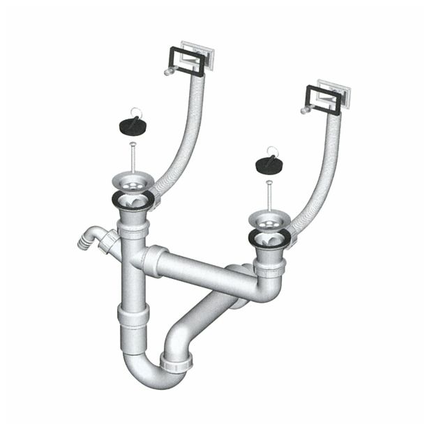 PVC SIFON ZA KORITO LIV 40 MM DVOJNI Z 2 GIBLJIVI KVAD.PRELIVI