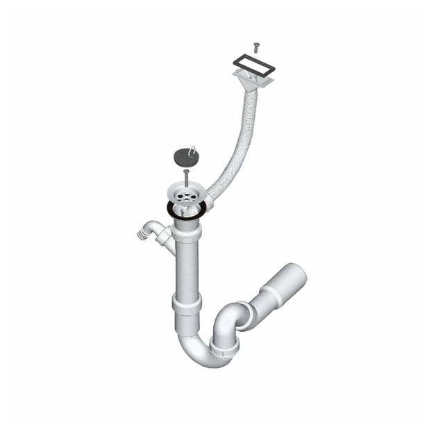 PVC SIFON ZA KORITO LIV 40 MM ENOJNI RAVNI GIBLJIVI KVADRATNI PRELIV